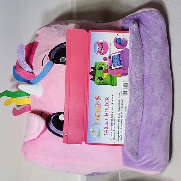 Plush Unicorn Pillow. Tablet , Book, Phone Holder. Purple And Pink NEW with Tags - Picture 9 of 9